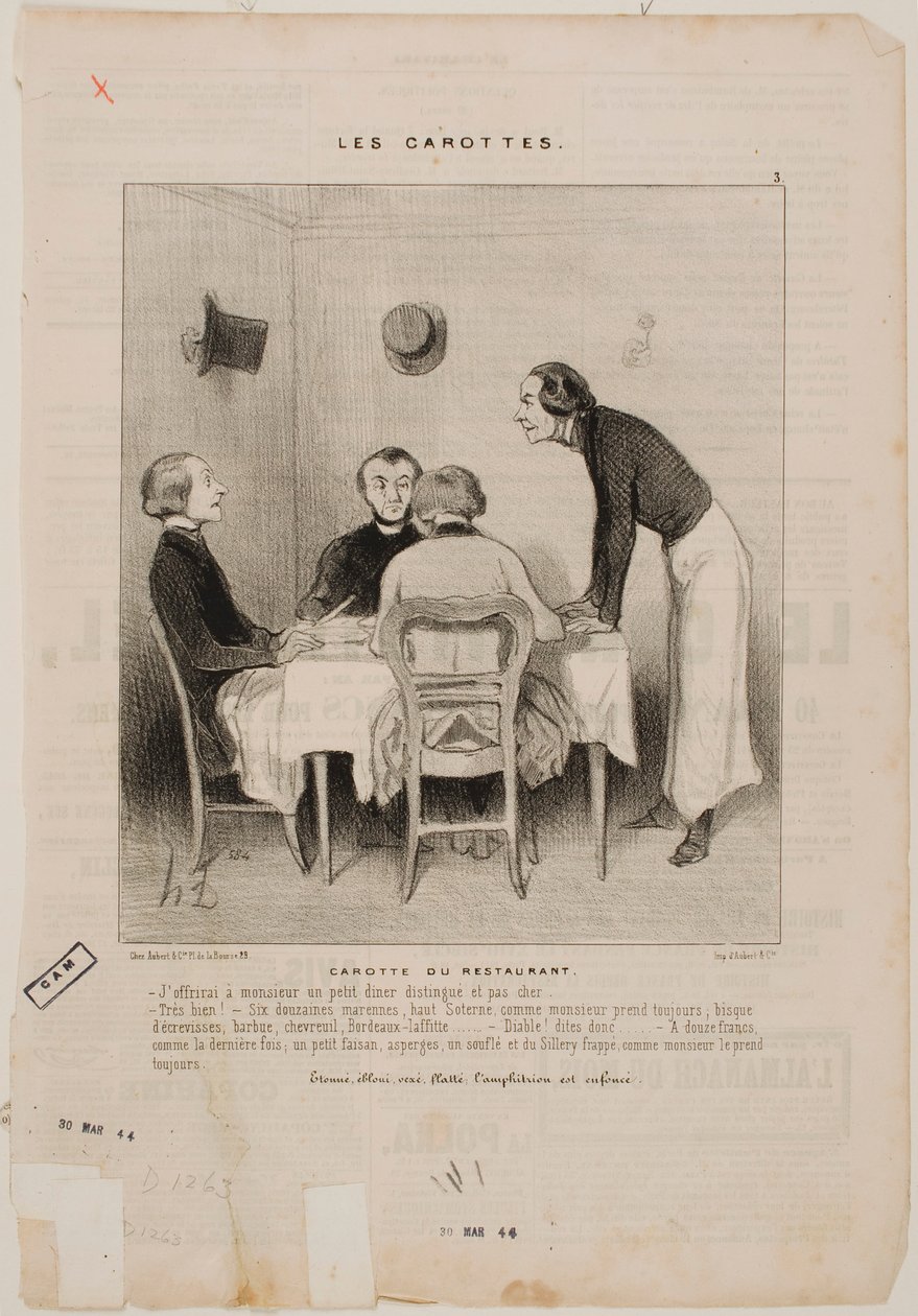 Lureri på restauranten av Honoré Daumier
