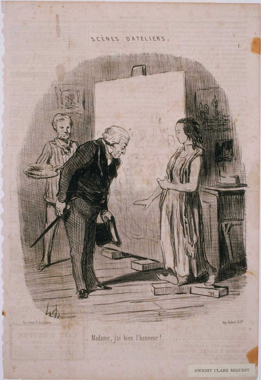 Atelierscener: Madame, jeg har den ære!... av Honoré Daumier