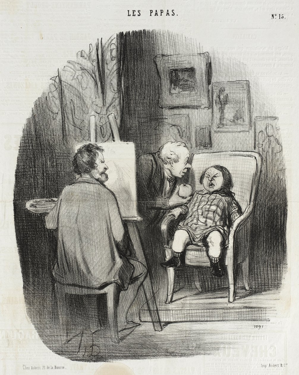 Den eneste måten å få et barn til å posere med frukt... av Honoré Daumier
