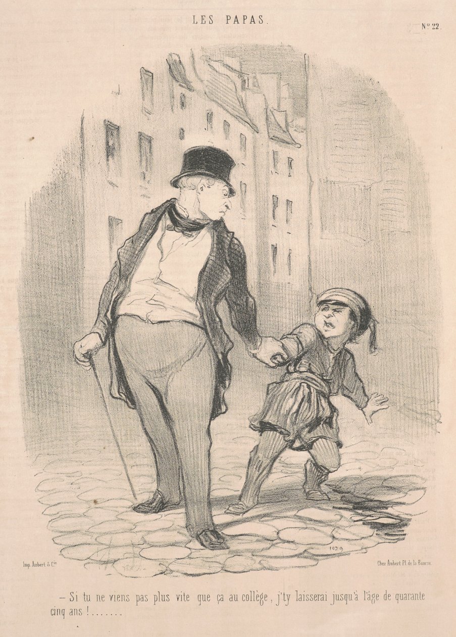 Hvis du ikke kommer mer enn det på college... av Honoré Daumier