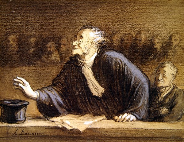 Advokaten (akvarell og kritt på papir) av Honoré Daumier