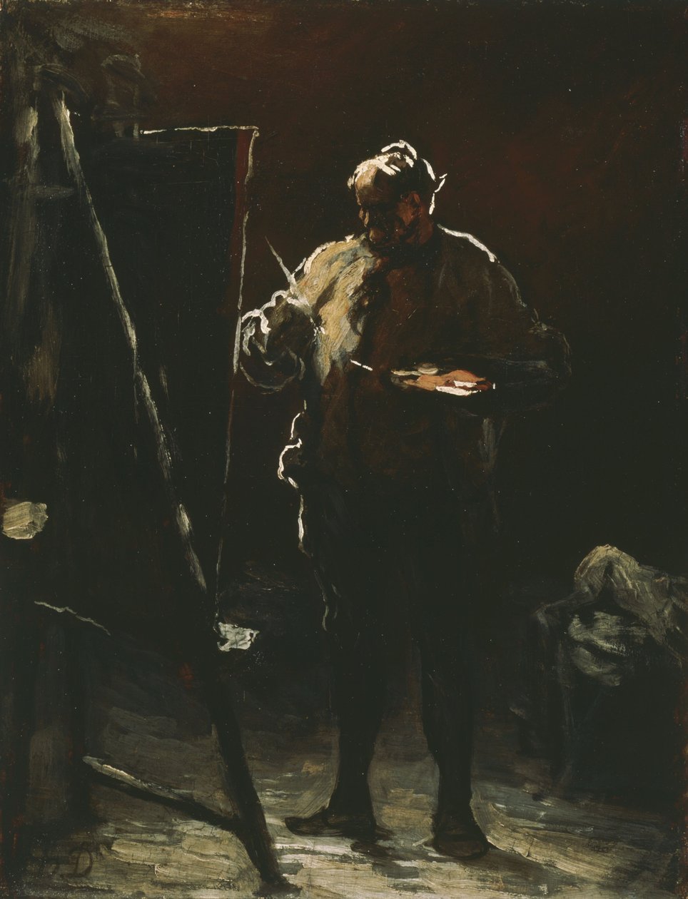 Maleren ved sitt staffeli av Honoré Daumier