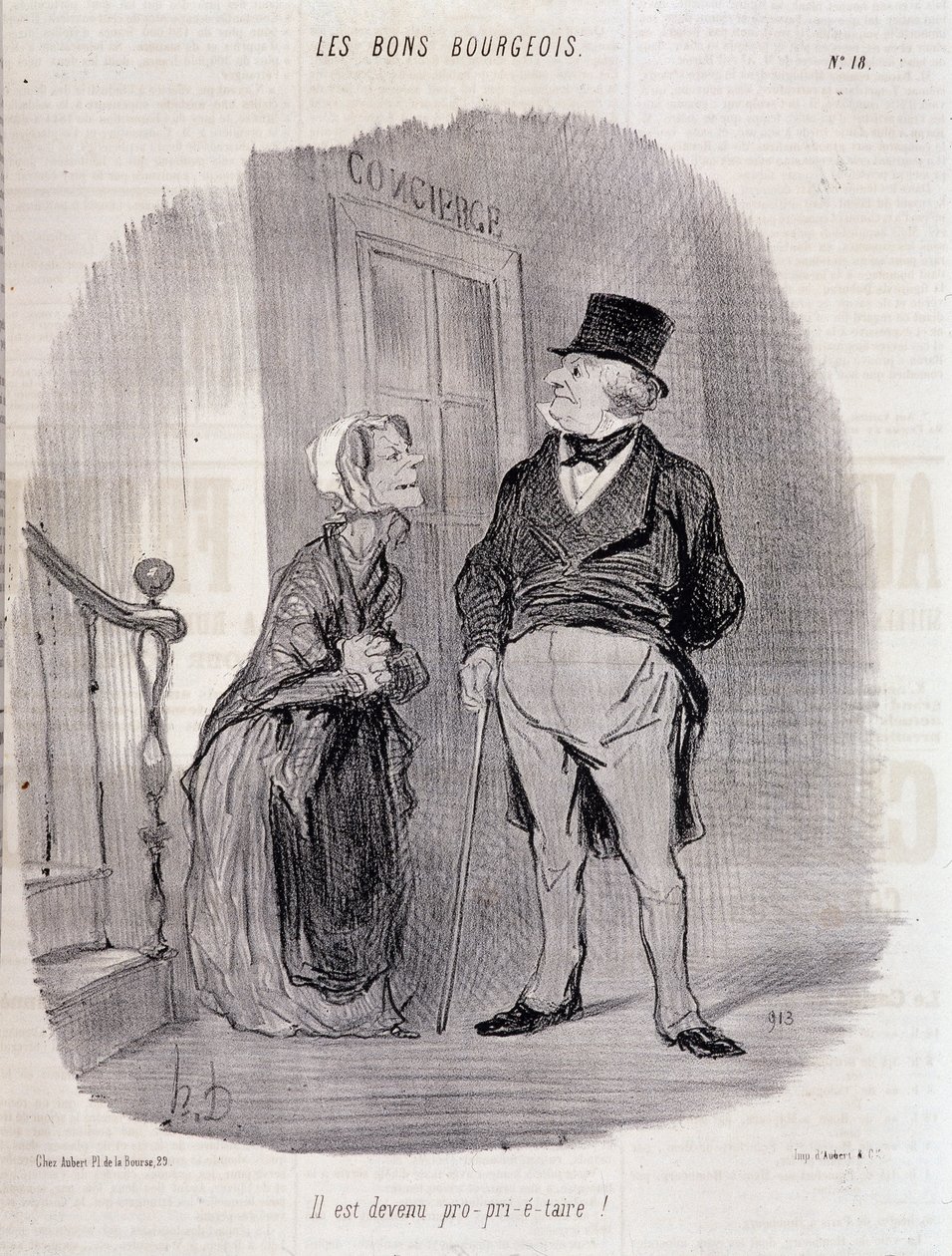 Den gode borgerlige: «Han har blitt pro-prie-taire!» - av Honore Daumier, i "" Le Charivari"" du 06/10/1846 av Honoré Daumier