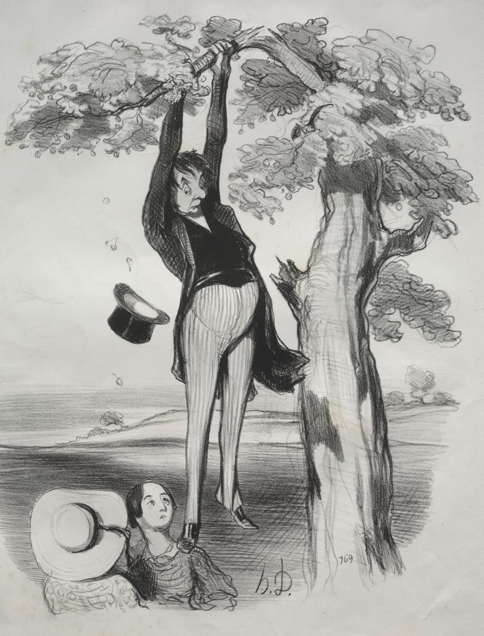 Farene ved å riste et plommetre for kraftig (når man er en voksen mann) av Honoré Daumier