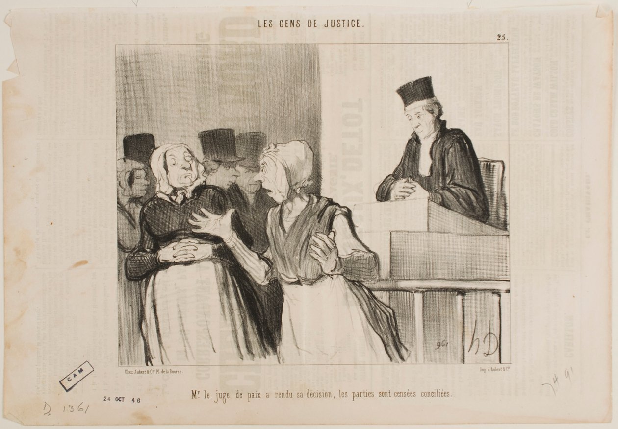 Dommeren i forliksretten har avsagt sin dom... alle parter skal forlikes. av Honoré Daumier