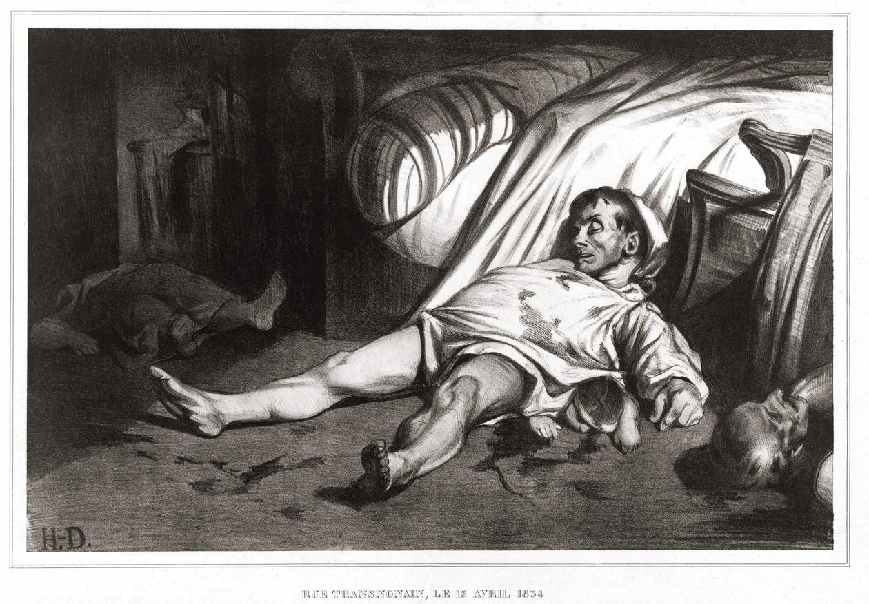 Massakren i rue Transnonain den 14/04/1834 (litografi) 1837 av Honoré Daumier