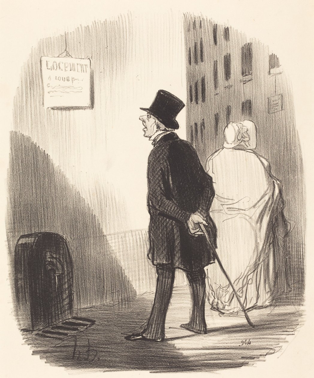 Se, her er et skilt som min kone kjørte forbi... av Honoré Daumier