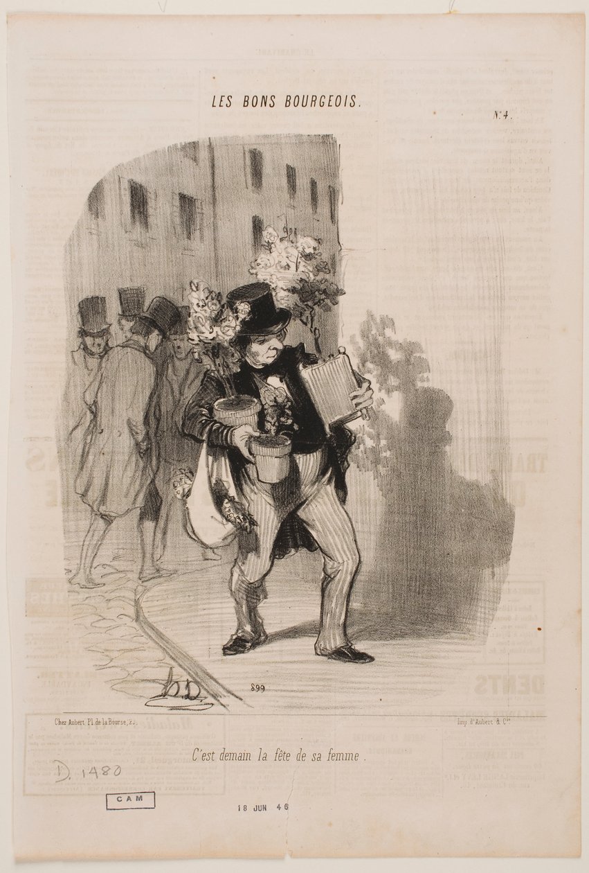 I morgen har kona hans bursdag av Honoré Daumier