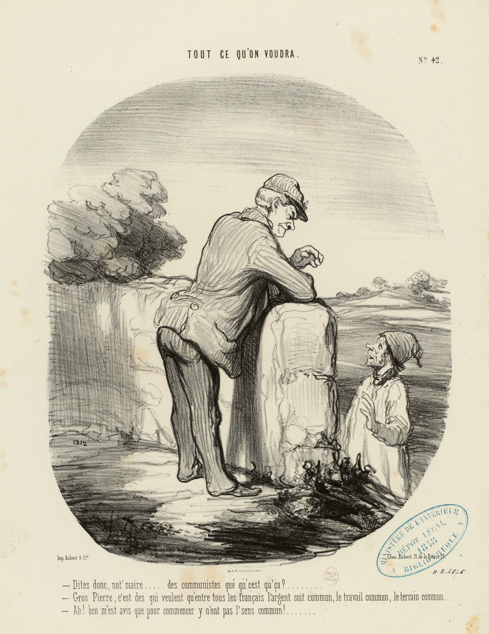 Tout ce qu'on voudra Nr. 42: - Sagen Sie mal, Herr Bürgermeister... was sind Kommunisten? ... av Honoré Daumier
