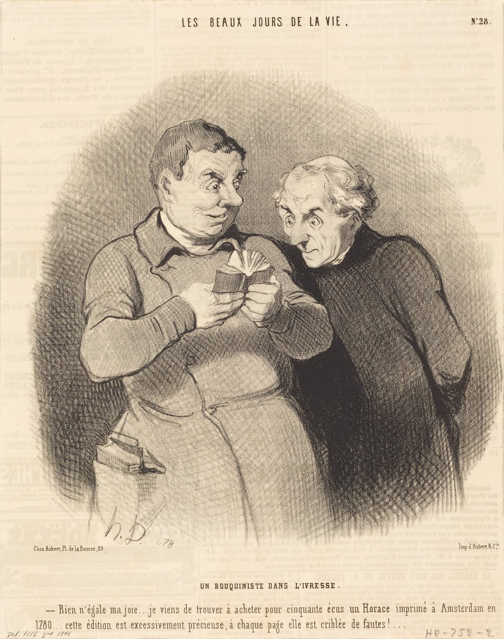 En bokhandler i beruselse av Honoré Daumier