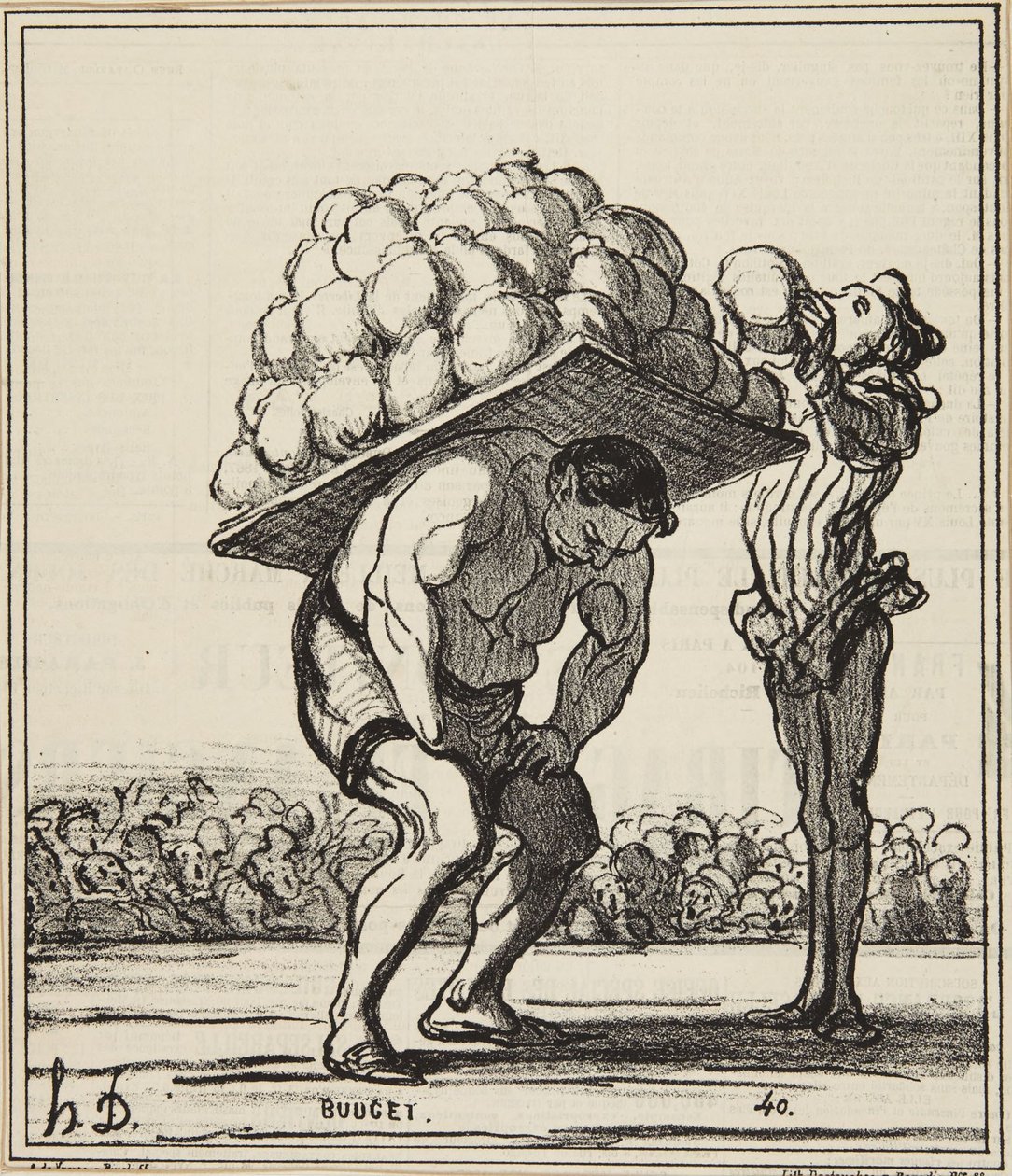 «En Herkules som presser inn dem fra Sankt Clouds fest» av Honoré Daumier
