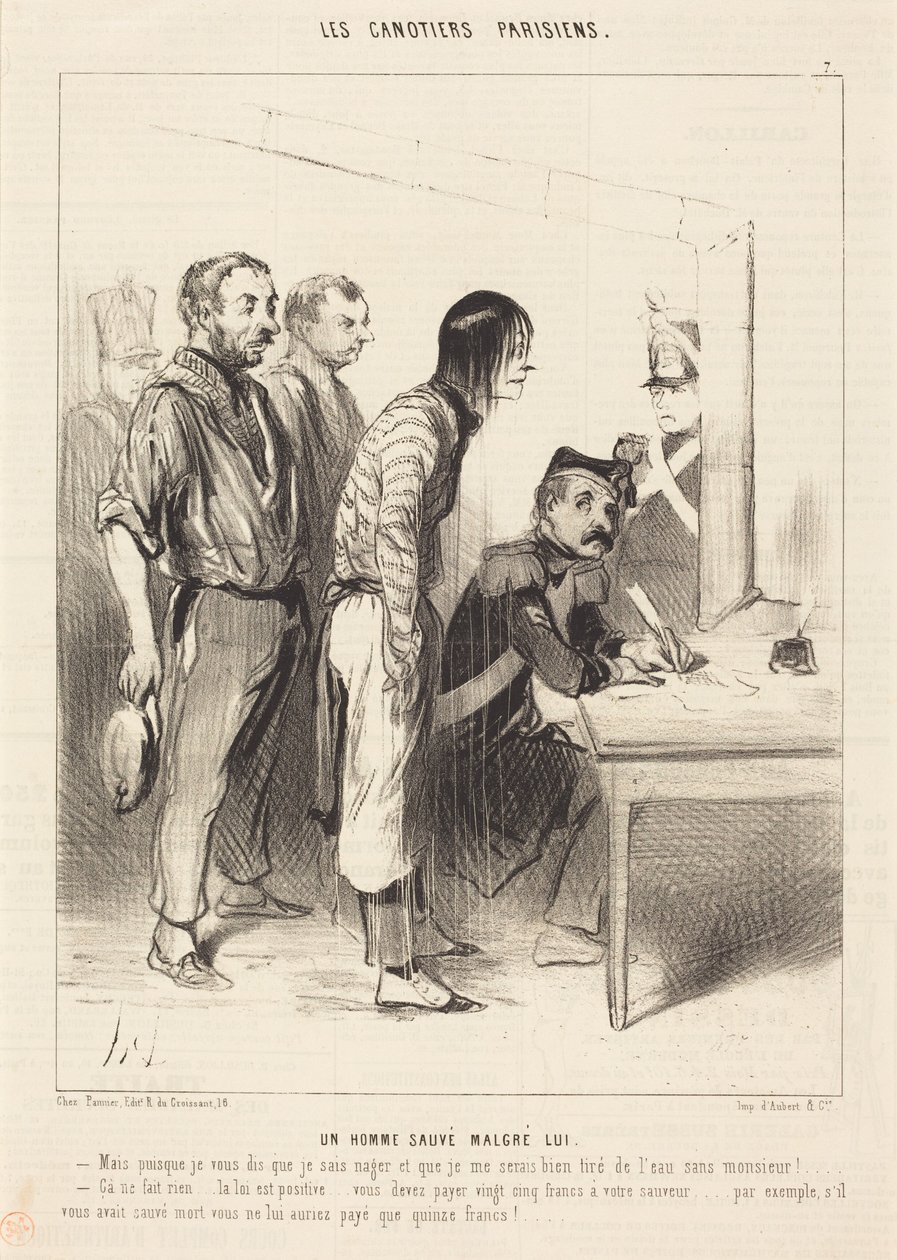 En mann reddet mot sin vilje av Honoré Daumier