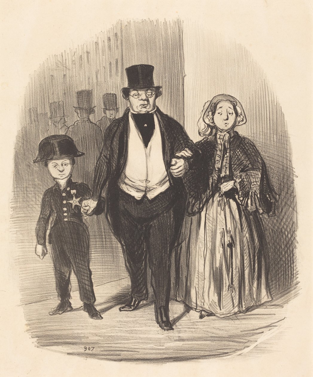 En ung mann som er håpet... for familien Badinguet av Honoré Daumier
