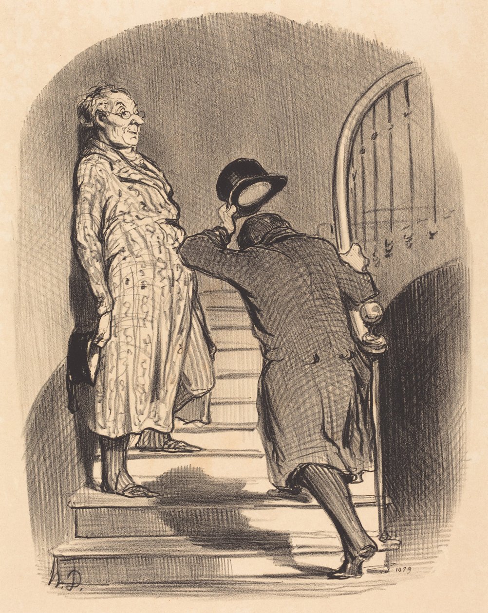 En leietaker som betaler husleien sin punktlig av Honoré Daumier