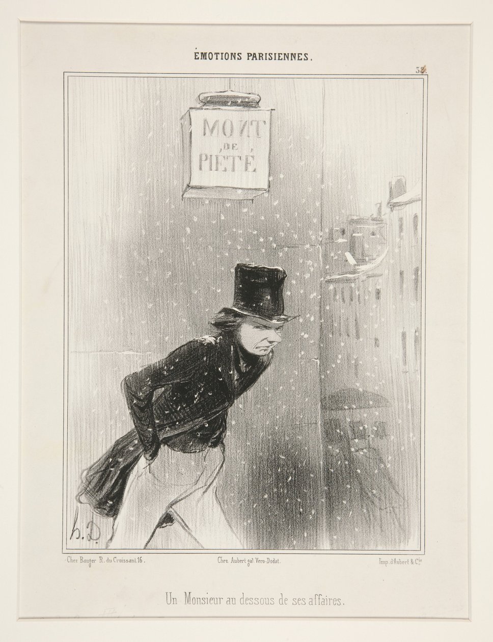 En herre under sine forretninger, plansje 34 fra serien Parisiske følelser, fra albumet Parisiske følelser av Honoré Daumier