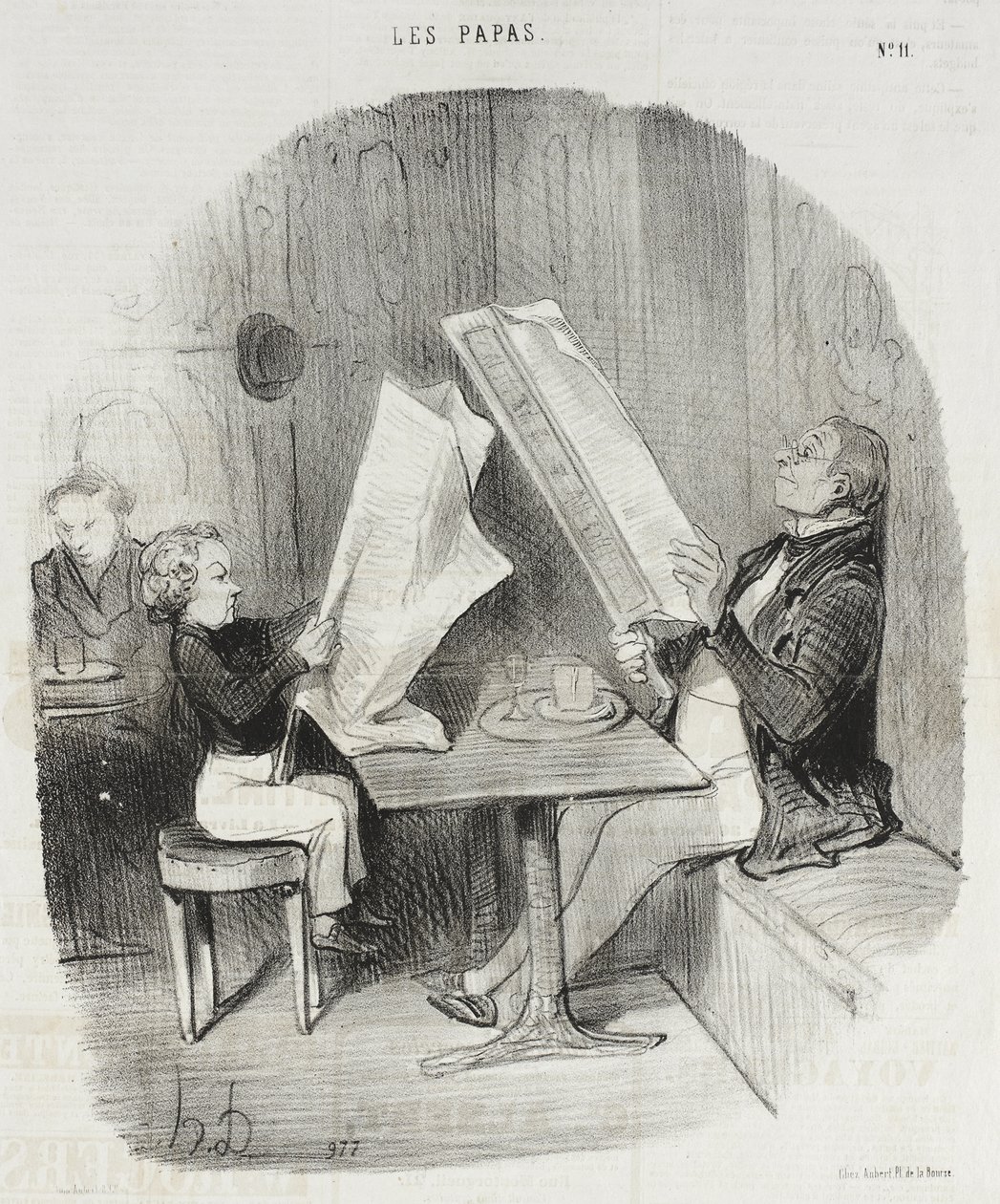 Et barn som morer seg med lite. Le Constitutionnel er nok for ham hele kvelden av Honoré Daumier