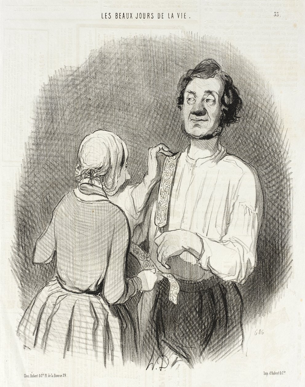 En dag med fest og bukseseler. av Honoré Daumier
