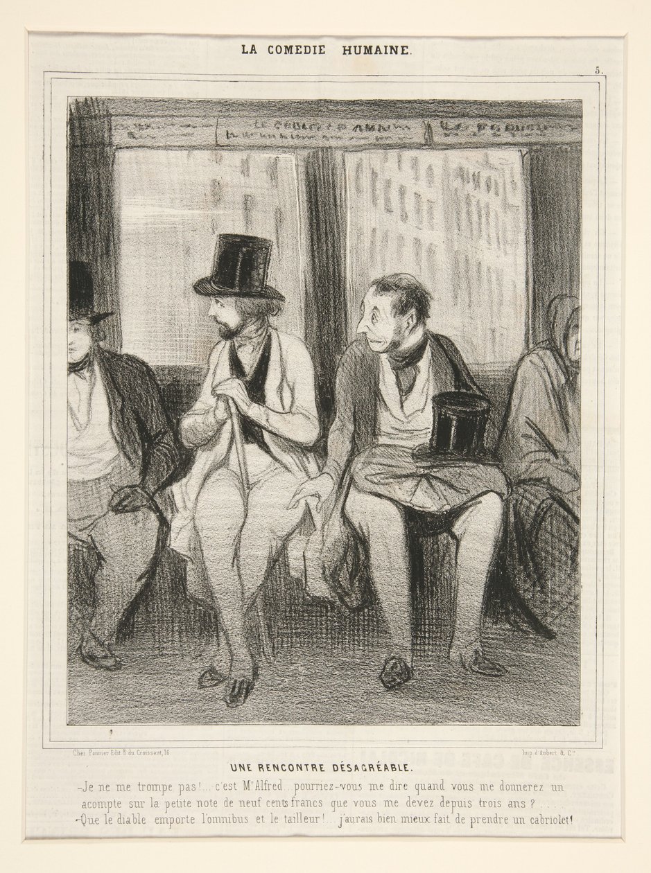 Et ubehagelig møte, fra Den menneskelige komedie av Honoré Daumier