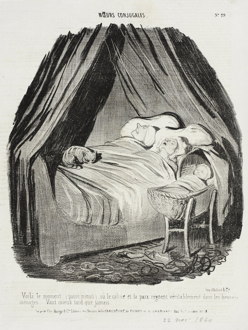 Her er timen (etter midnatt) da ro og fred hersker... av Honoré Daumier