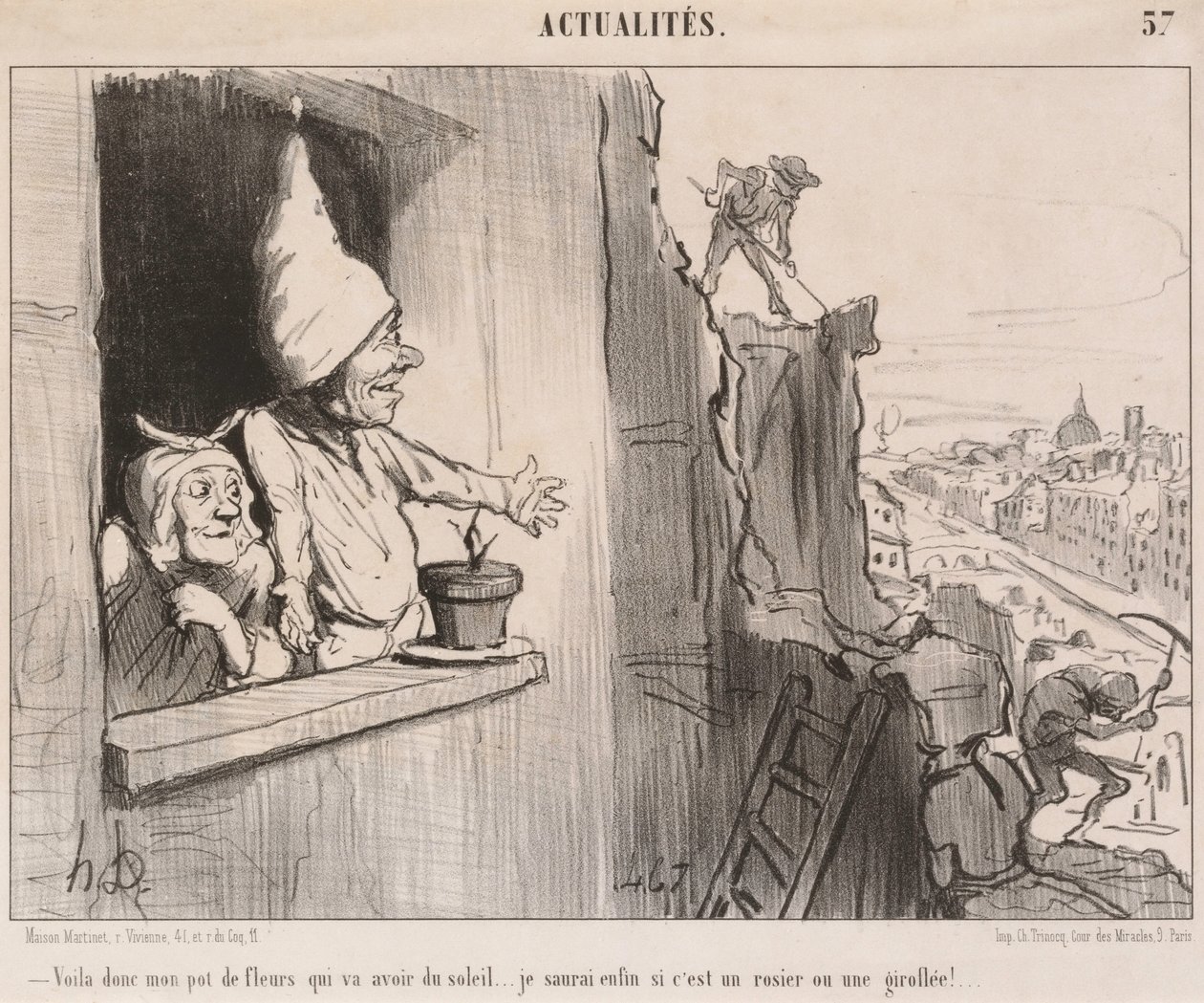 Se... blomsterpotten min... skal få sol... av Honoré Daumier