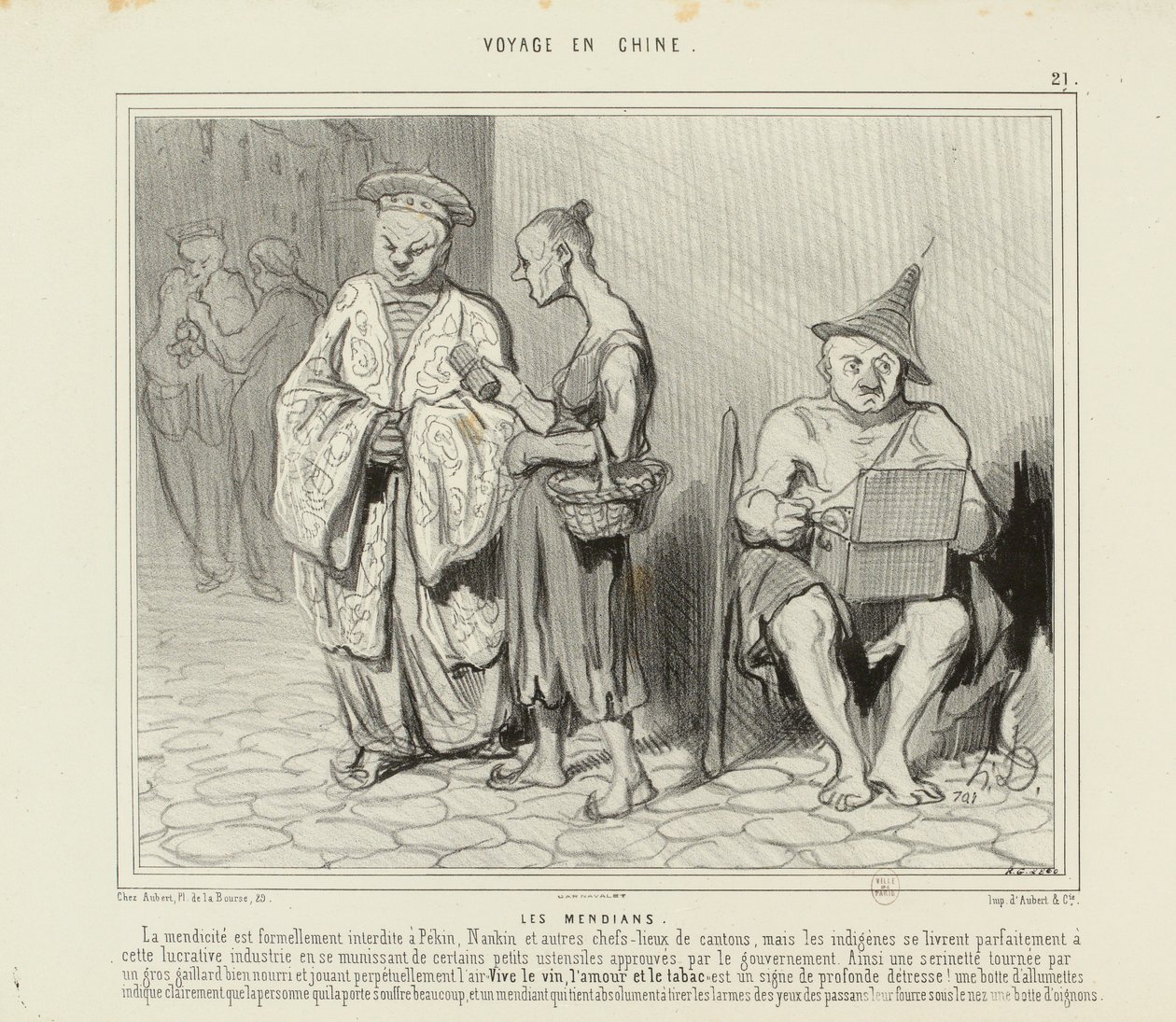 Reise nach China Nr. 21: Die Bettler. Das Betteln ist in Peking streng verboten... av Honoré Daumier