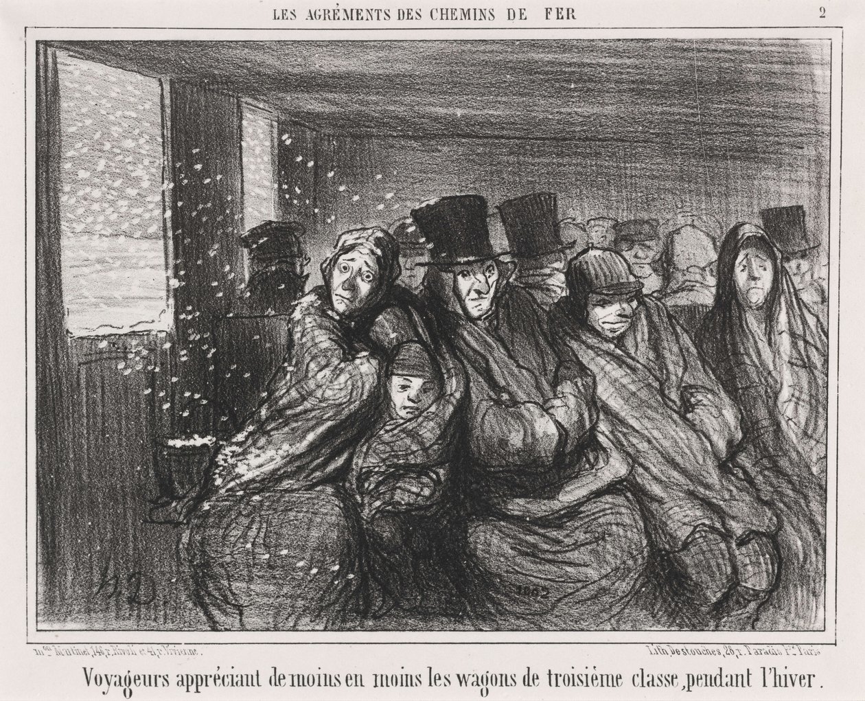 Reisende som setter stadig mindre pris på tredjeklassesvognene... av Honoré Daumier