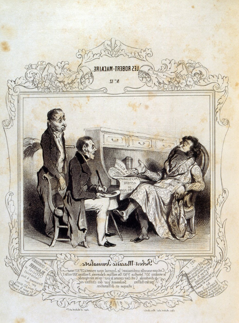 illustrasjoner om ideer og legender Philipon under tittelen Les Cent og Robert Macaire av Honoré Daumier