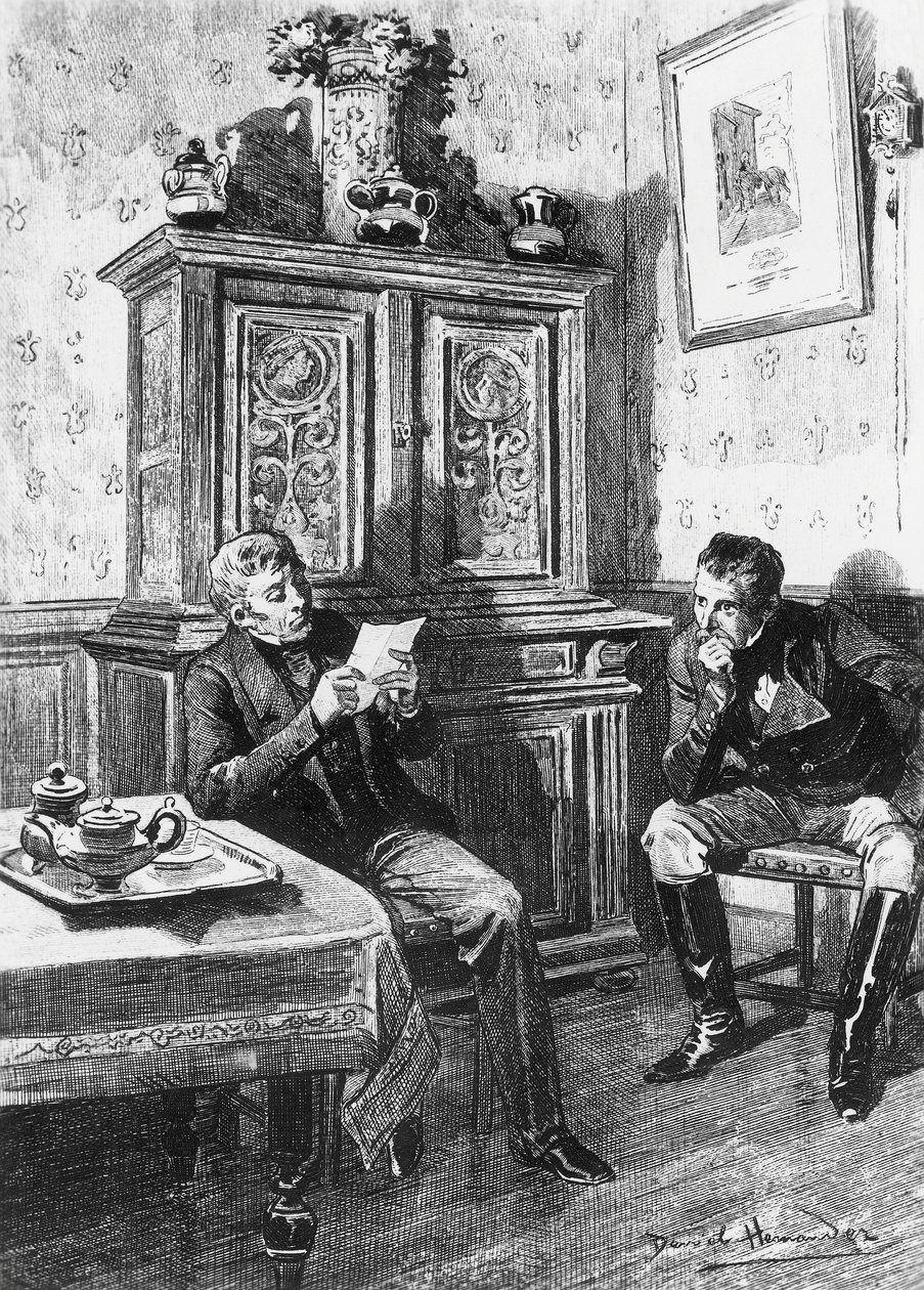 Illustrasjon av Daniel Hernandez (1856-1932) for Country Doctor, roman av Honore de Balzac (1799-1850) fra flerbindssamling med tittelen Human Comedy, utgitt i 1902, Paris av Honore de Balzac