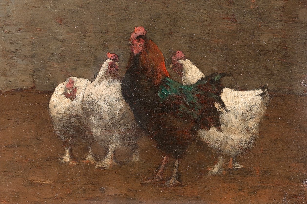 Fowls, 1896 olje på bord detalj av 244425 av Horace Mann Livens