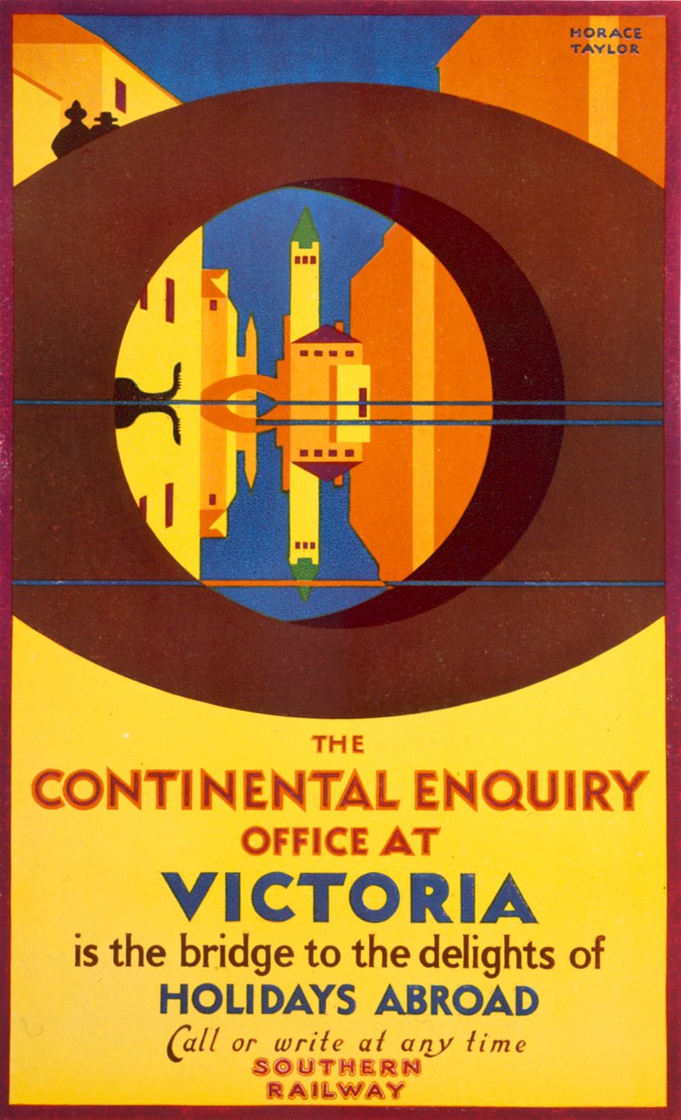 Continental Inquiry Office i Victoria, plakat som reklamerer for Southern Rail av Horace Taylor