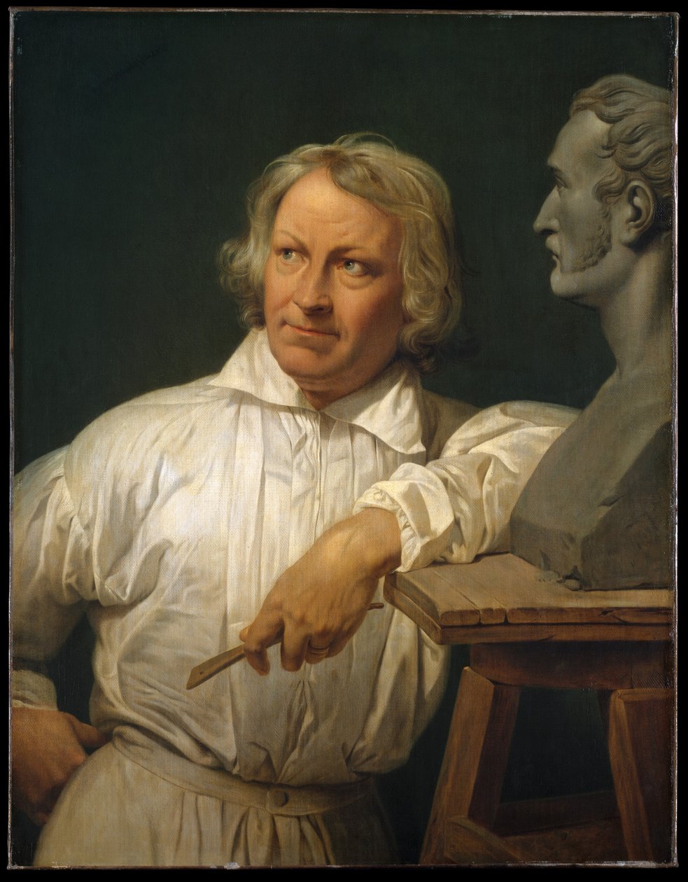 Bertel Thorvaldsen with the Bust of Horace Vernet av Emile Jean Horace Vernet