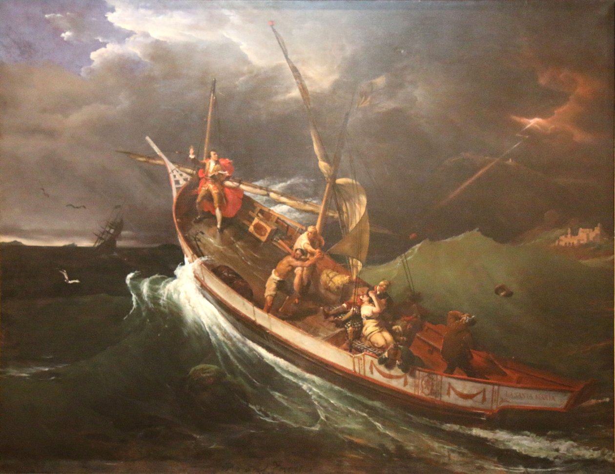 Joseph Vernet festet til en mast, studerer effekten av stormen av Emile Jean Horace Vernet