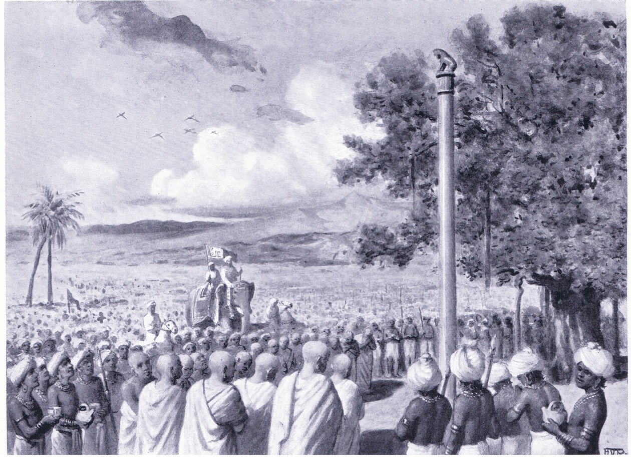 Asokas misjonærer satte opp en ediktsøyle ved Lauriya Nandangarh 244 f.Kr. av Horace van Ruith