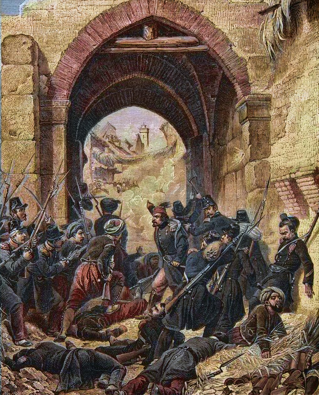 Beleiringen av Konstantin i Algerie i 1837 - Erobringen av Konstantin - Angrep av Konstantinporten - 13. oktober av Horace (after) Vernet