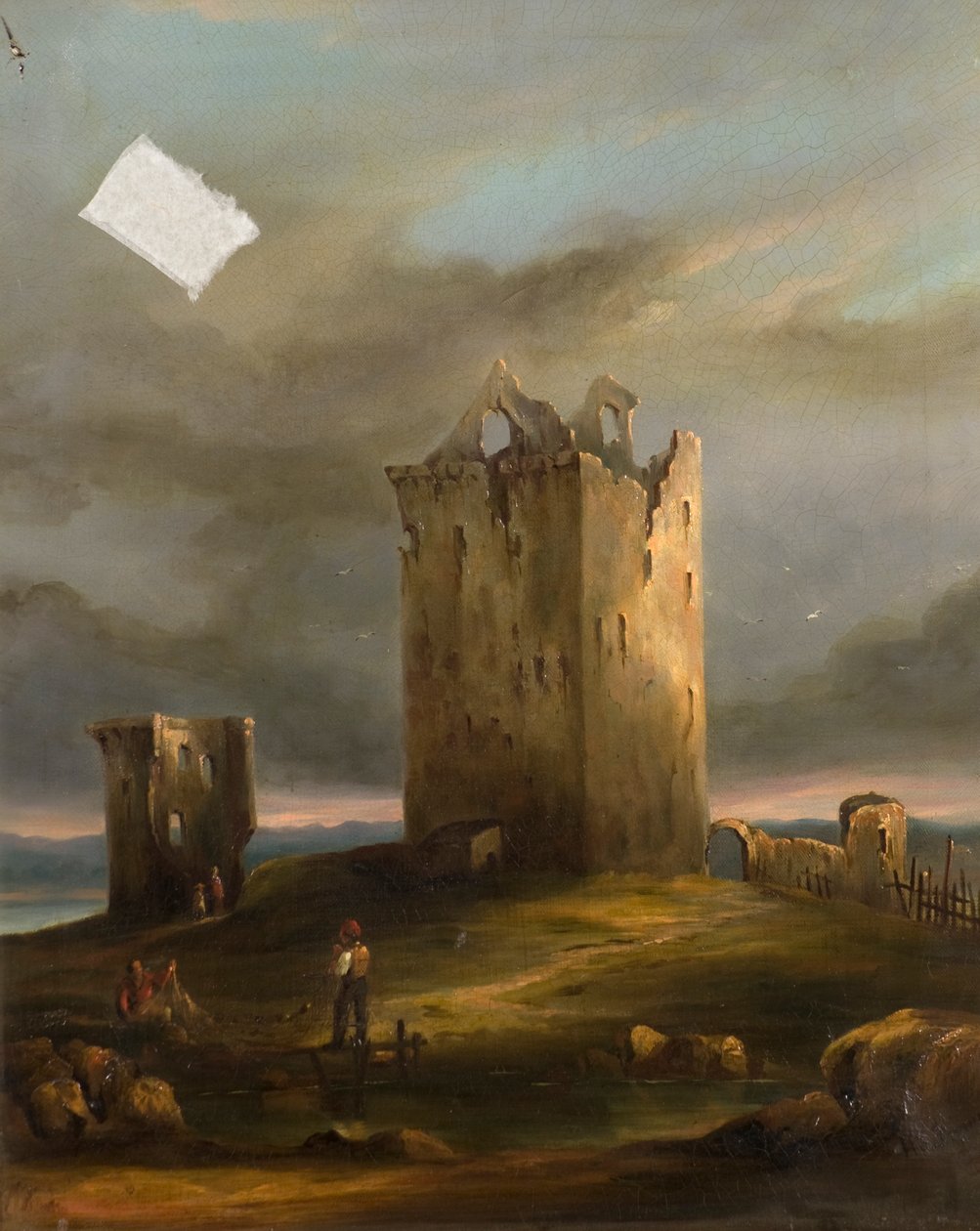 The Ruins of Broughty Castle på Tay Looking East, ca. 1846 (olje på lerret) av Horace G. Fenwick