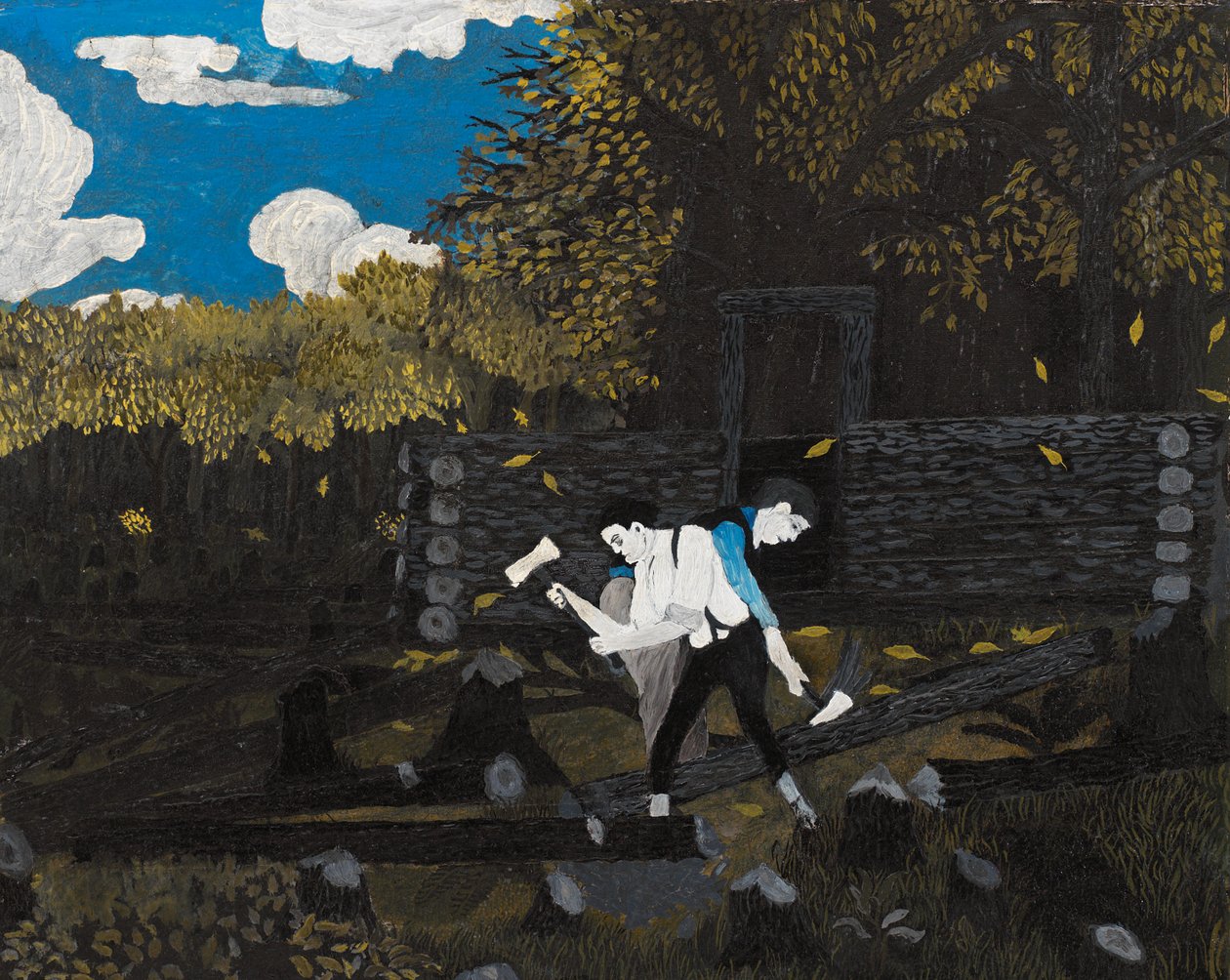 Abraham Lincoln og hans far (olje på panel) av Horace Pippin