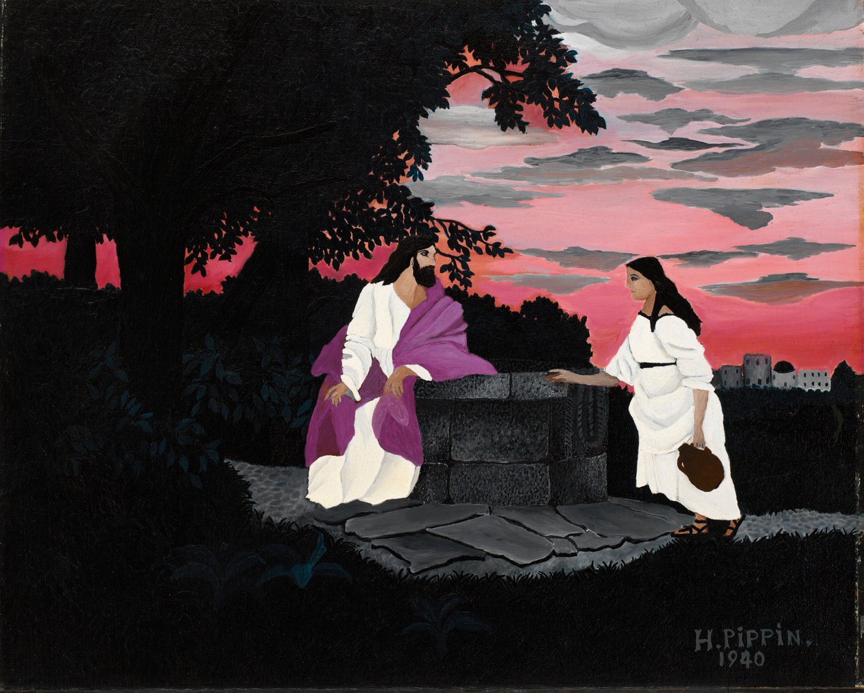 Kristus og kvinnen i Samaria av Horace Pippin