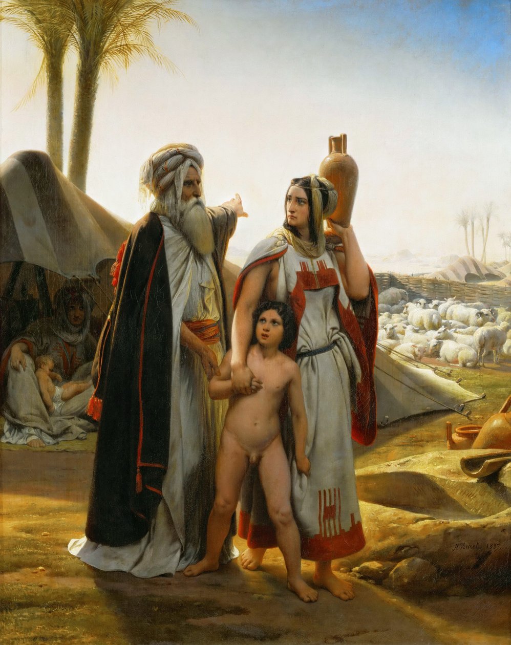 Hagar drevet ut av Abraham The repudiation of Hagar, 1837. av Emile Jean Horace Vernet