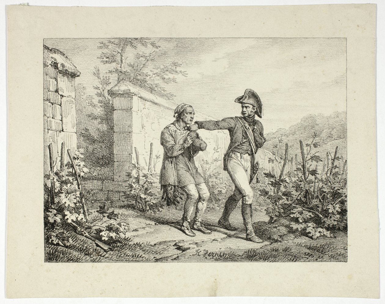Arrestasjon av en krypskytter av Emile Jean Horace Vernet