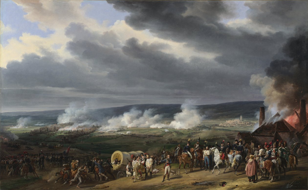 Slaget ved Jemappes (Jemmapes) 6. november 1792 mellom Østerrike og Frankrike (Victory of the French, kommandoer av general Charles Francois Dumouriez (1739-1823). Maleri av Emile Jean Horace Vernet (1789-1863) av Emile Jean Horace Vernet