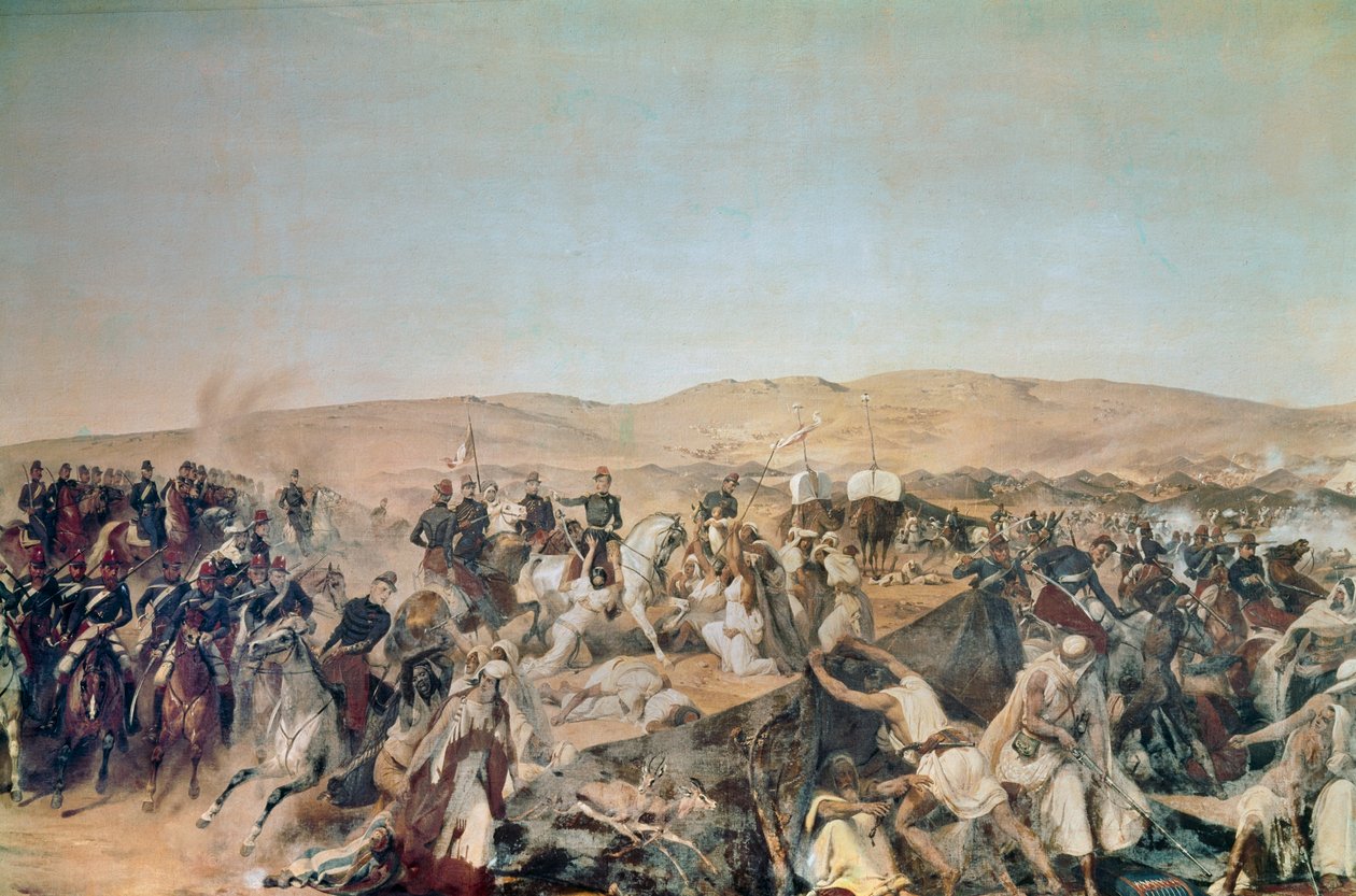 Erobringen av Algerie (1830-1847): "" Fangst av Smalah (Smala) av Abd el Kader (Abd-el-Kader eller Ibn Muhyi al-Din al-Hasani) (1807-1883) av hertugen av Aumale i Taguin av Emile Jean Horace Vernet