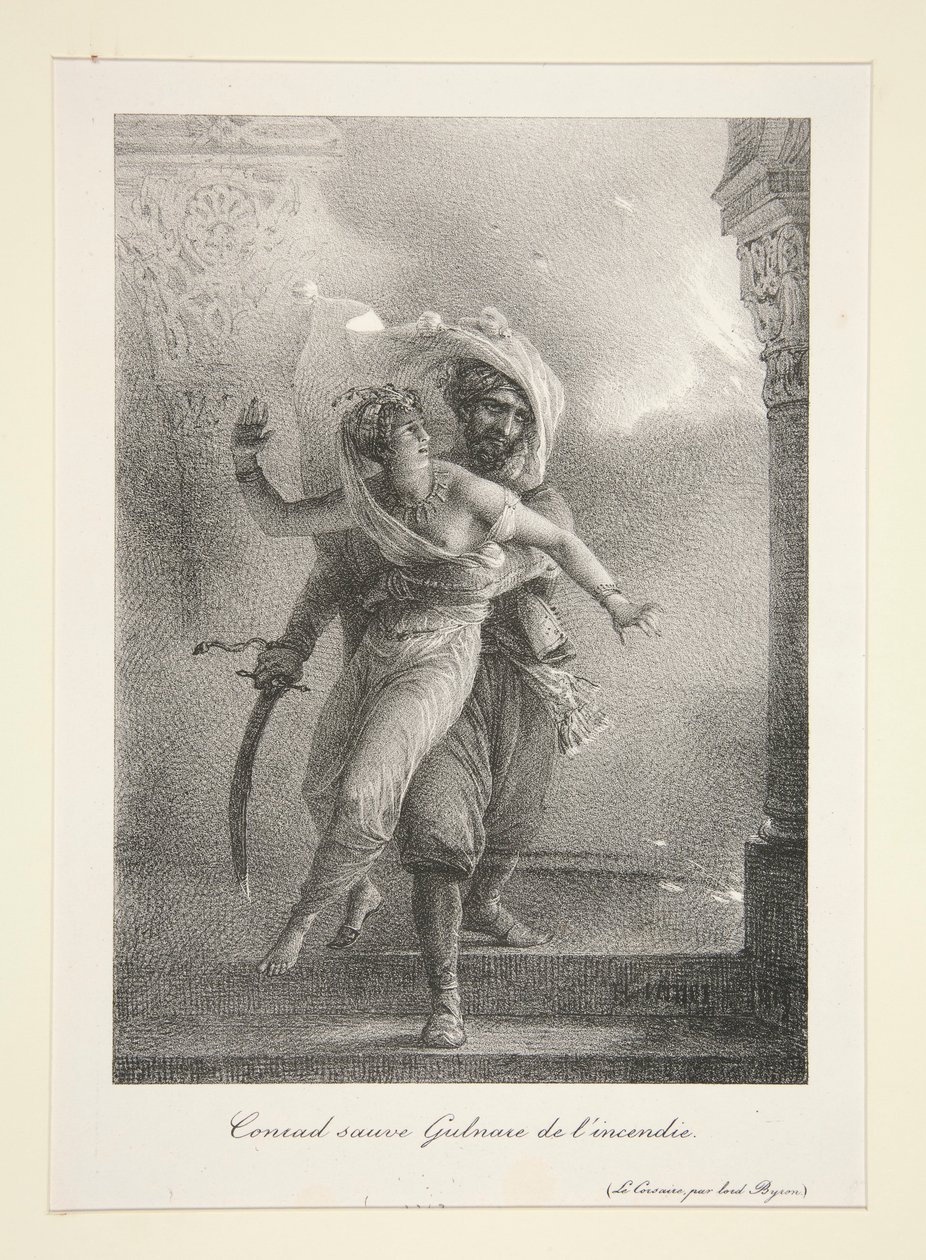 Conrad redder Gulnare fra l av Emile Jean Horace Vernet