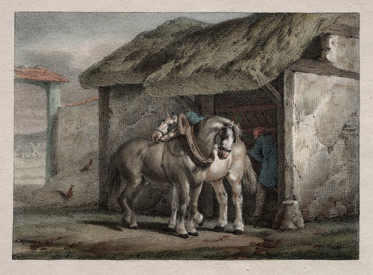 Gårdshest. av Emile Jean Horace Vernet