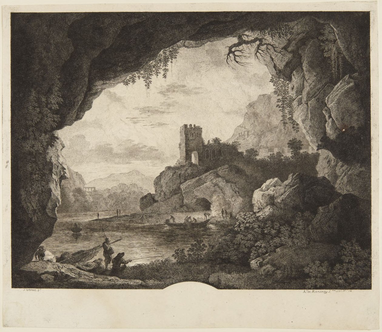 Fiske i måneskinn av Horace Vernet