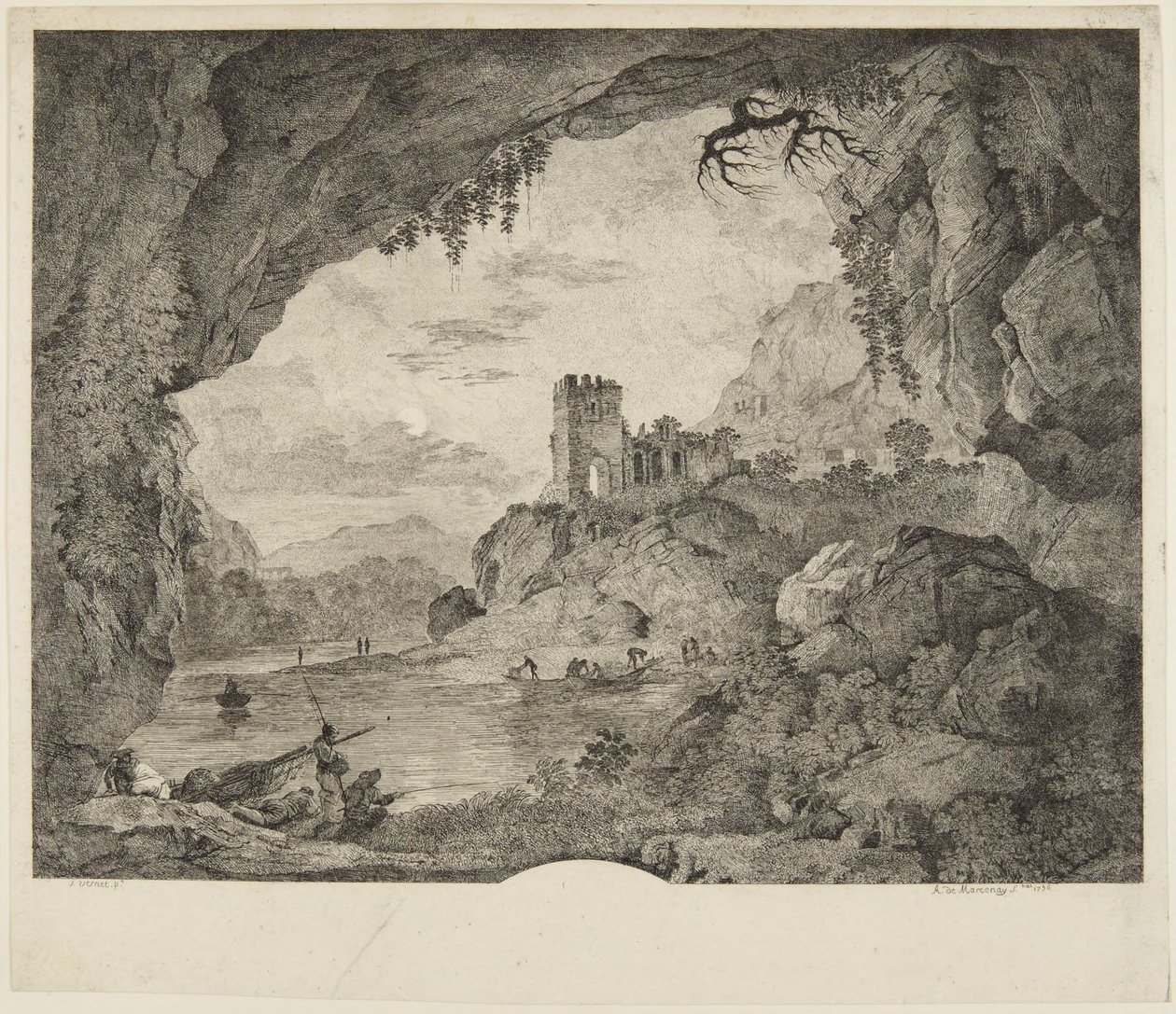 Fiske i måneskinn av Horace Vernet
