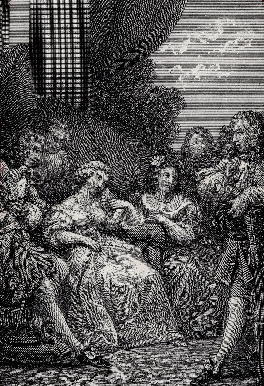 The Misanthrope or the Atrabilaire in Love - Gravering fra "Works" av Jean-Baptiste Poquelin dit Moliere (Jean Baptiste Poquelin av Emile Jean Horace Vernet