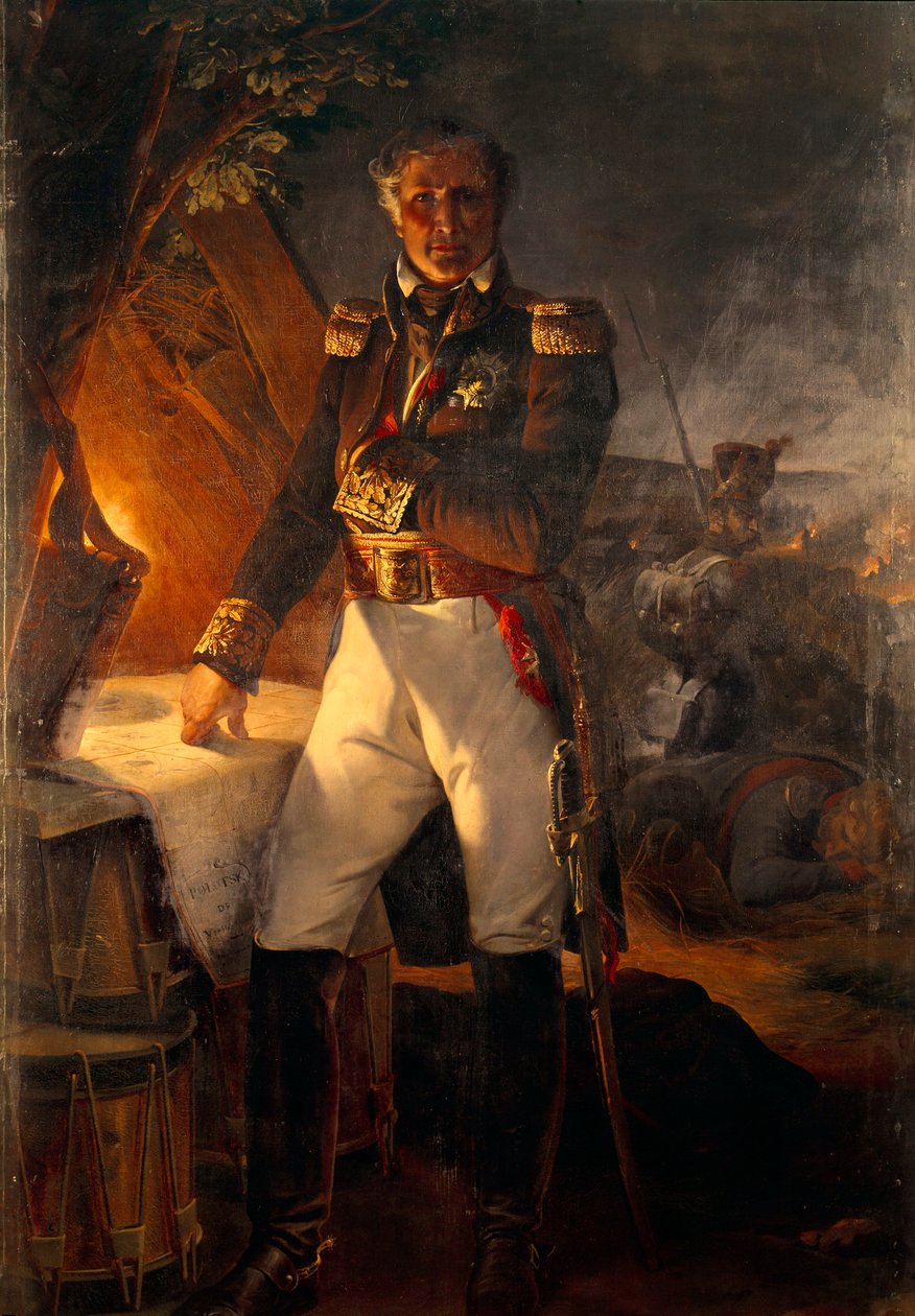 Portrett til fots av Laurent Marquis de Gouvion Saint Cyr (1764-1830) marechal of the Empire at the Battle of Polotsk Maleri av Emile Horace Vernet (1789-1863) 1800-tallet Søn. 2,2x1,42m av Emile Jean Horace Vernet