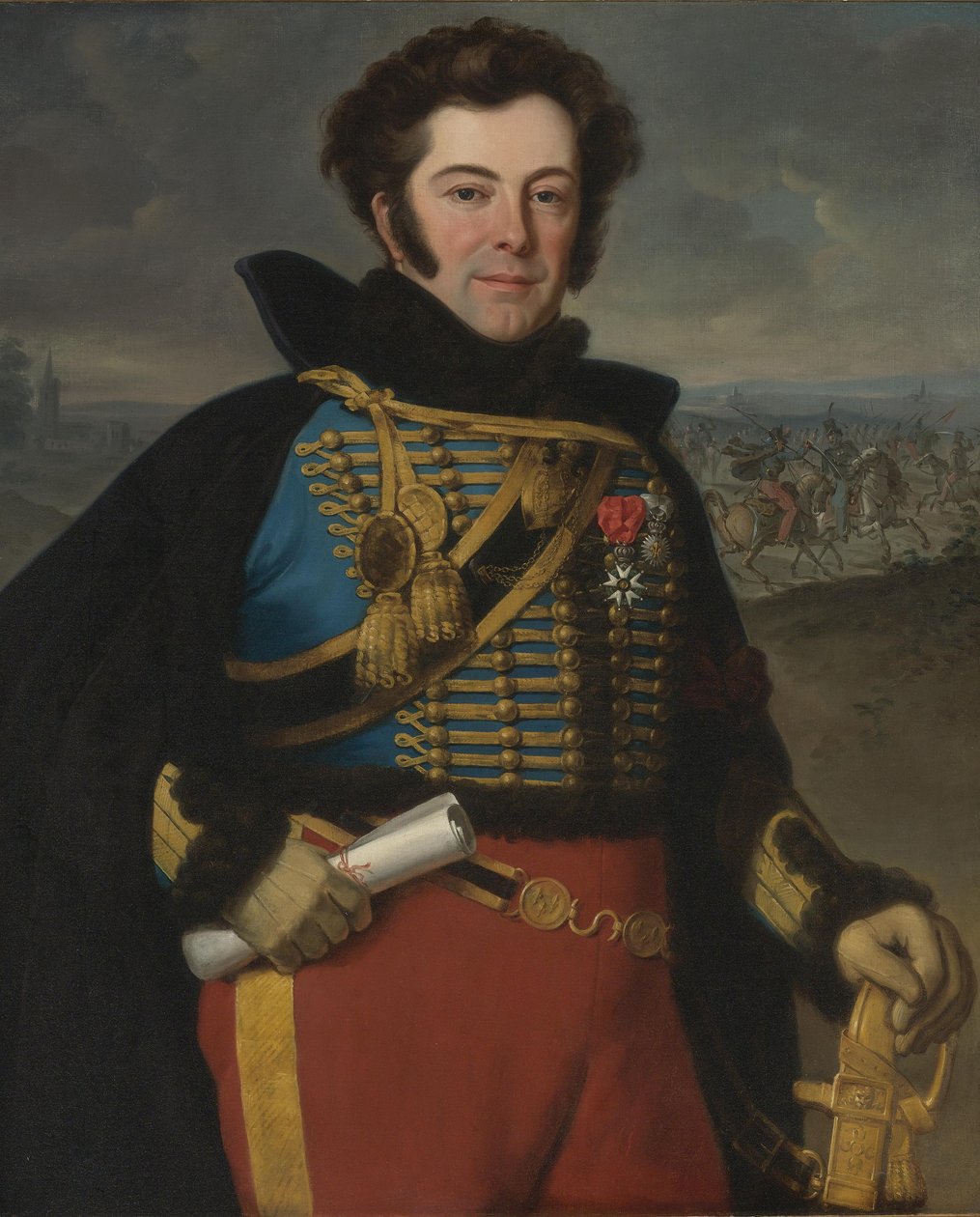 Portrett av Auguste-Frédéric Bonamour, Marquis de Talhouët 1788-1842 av Emile Jean Horace Vernet