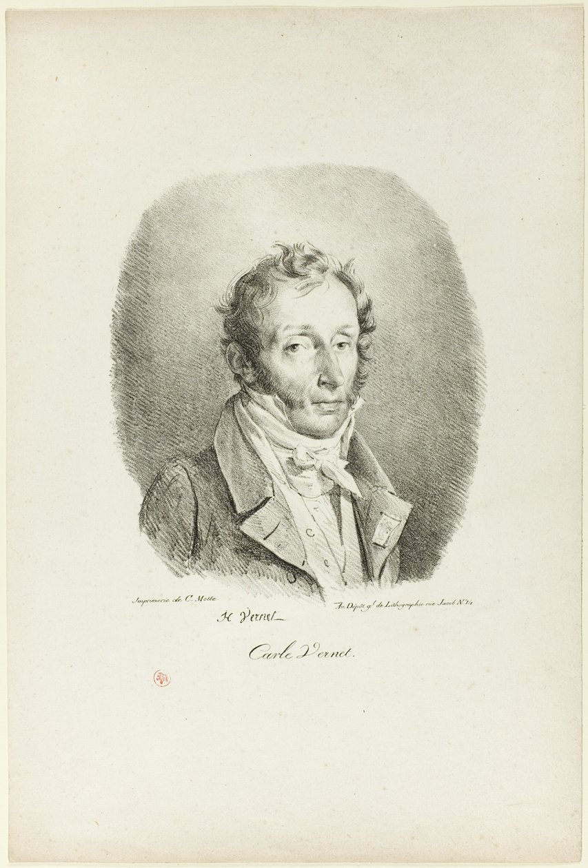 Portrett av Carle Vernet av Emile Jean Horace Vernet