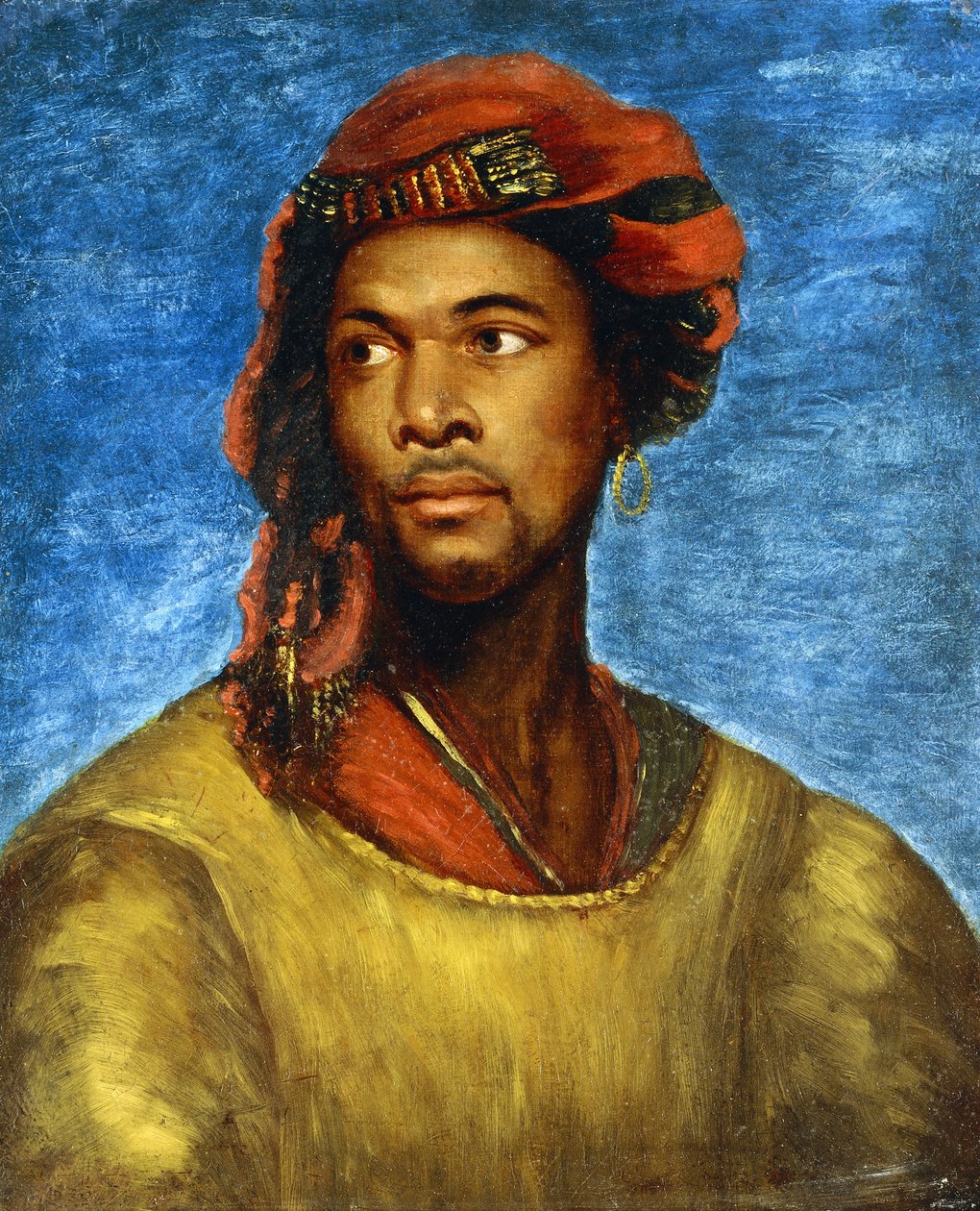 Portrett av en maur med rød turban av Emile Jean Horace Vernet